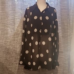 Topshop see-through button up long sleeve top sz10 [1157]